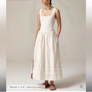J Crew Drop-Waist Mixy Dress Pockets Sleeveless Ivory S